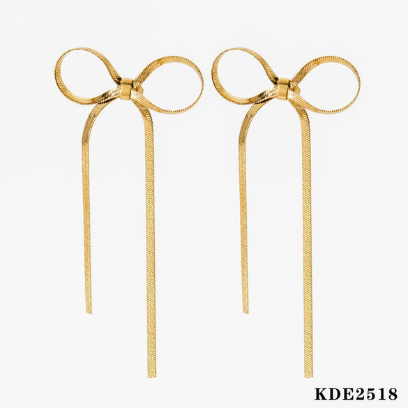 Wholesale Women's Fashion Bow Jewelry Suit With Stainless Steel Chain And Opening Ring Polishing And Electroplating Process Non Fading