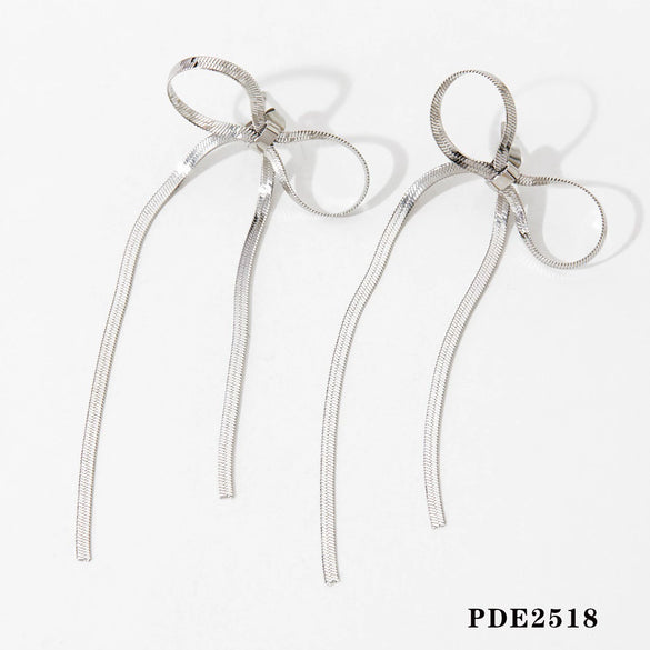 Wholesale Women's Fashion Bow Jewelry Suit With Stainless Steel Chain And Opening Ring Polishing And Electroplating Process Non Fading