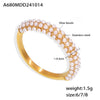Wholesale Women's Fashion Bright Zircon Ring Stainless Steel Pvd Electroplated Geometric Style