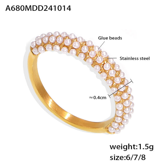 Wholesale Women's Fashion Bright Zircon Ring Stainless Steel Pvd Electroplated Geometric Style