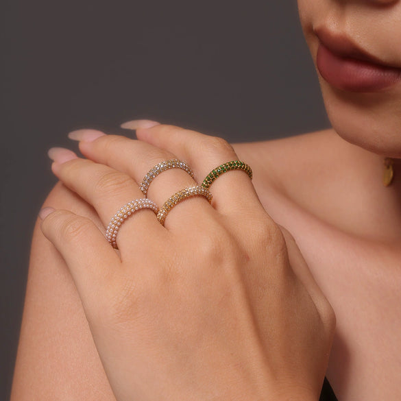 Wholesale Women's Fashion Bright Zircon Ring Stainless Steel Pvd Electroplated Geometric Style
