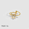 Wholesale Women's Fashion Butterfly Insect Pattern Stainless Steel Jewelry Suit With Electroplating And Inlaid Zircon Including Earrings Ring And Necklace