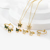Wholesale Women's Fashion Butterfly Insect Pattern Stainless Steel Jewelry Suit With Electroplating And Inlaid Zircon Including Earrings Ring And Necklace
