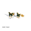 Wholesale Women's Fashion Butterfly Insect Pattern Stainless Steel Jewelry Suit With Electroplating And Inlaid Zircon Including Earrings Ring And Necklace