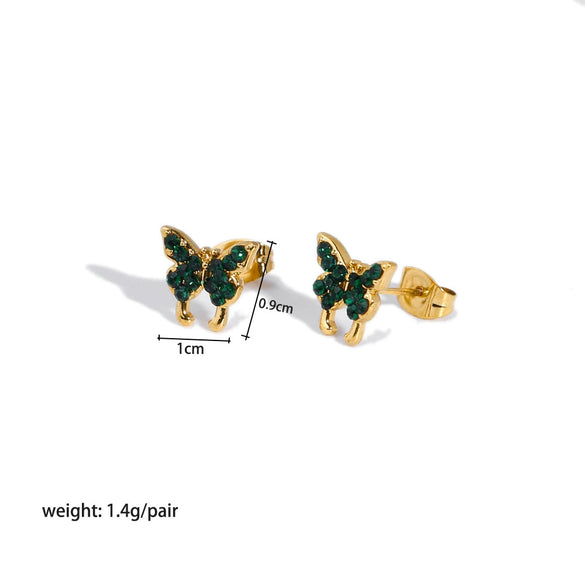 Wholesale Women's Fashion Butterfly Insect Pattern Stainless Steel Jewelry Suit With Electroplating And Inlaid Zircon Including Earrings Ring And Necklace