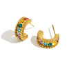 Wholesale Women's Fashion C Shaped Geometric Stainless Steel 18K Gold Plated Earrings