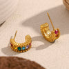 Wholesale Women's Fashion C Shaped Geometric Stainless Steel 18K Gold Plated Earrings