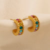 Wholesale Women's Fashion C Shaped Geometric Stainless Steel 18K Gold Plated Earrings