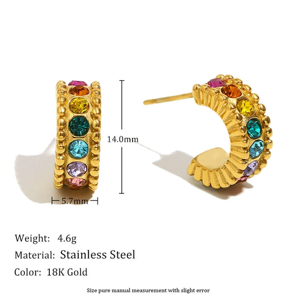 Wholesale Women's Fashion C Shaped Geometric Stainless Steel 18K Gold Plated Earrings