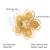 Wholesale Women's Fashion Camellia Ring With Hollow Design Light Luxury Style Stainless Steel Pvd Vacuum Real Gold Electroplating Allergy Free Non Fading