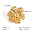 Wholesale Women's Fashion Camellia Ring With Hollow Design Light Luxury Style Stainless Steel Pvd Vacuum Real Gold Electroplating Allergy Free Non Fading