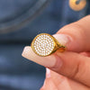 Wholesale Women's Fashion Casual Open Design Geometric Titanium Steel Love Ring With Electroplating And Super Flash Zircon Jewelry