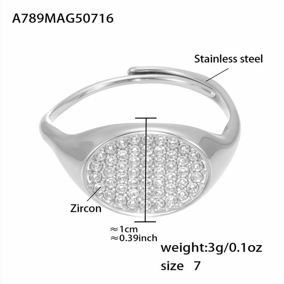 Wholesale Women's Fashion Casual Open Design Geometric Titanium Steel Love Ring With Electroplating And Super Flash Zircon Jewelry