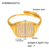 Wholesale Women's Fashion Casual Open Design Geometric Titanium Steel Love Ring With Electroplating And Super Flash Zircon Jewelry