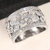 Wholesale Women's Fashion Copper Flower Geometric Ring Jewelry With Zirconia
