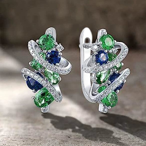 Wholesale Women's Fashion Copper Geometric Line Inlaid Zircon Earrings