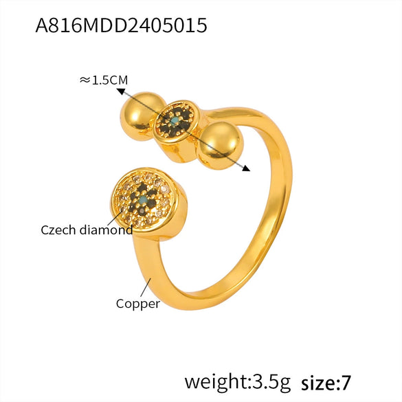 Wholesale Women's Fashion Copper Goldplated Geometric Diamond Pin Ring Jewelry