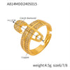 Wholesale Women's Fashion Copper Goldplated Geometric Diamond Pin Ring Jewelry