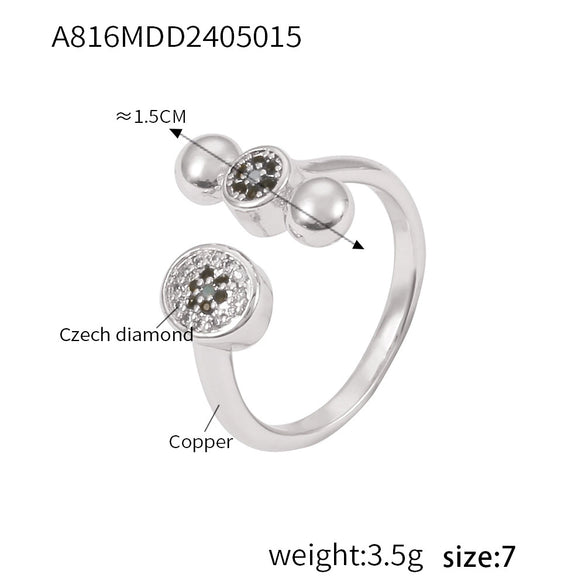 Wholesale Women's Fashion Copper Goldplated Geometric Diamond Pin Ring Jewelry