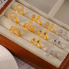 Wholesale Women's Fashion Copper Goldplated Geometric Diamond Pin Ring Jewelry