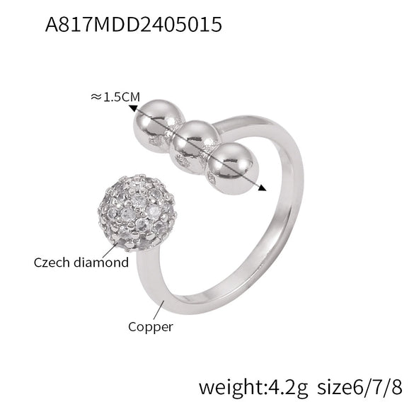 Wholesale Women's Fashion Copper Goldplated Geometric Diamond Pin Ring Jewelry