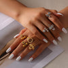 Wholesale Women's Fashion Copper Goldplated Geometric Diamond Pin Ring Jewelry
