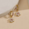 Wholesale Women's Fashion Copper Inlaid Pearl Flower Petal Earrings