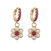 Wholesale Women's Fashion Copper Inlaid Pearl Flower Petal Earrings