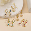 Wholesale Women's Fashion Copper Inlaid Pearl Flower Petal Earrings