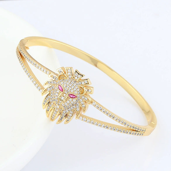 Wholesale Women's Fashion Copper Zircon Real Gold Plated Bracelets With Animal And Zodiac Patterns