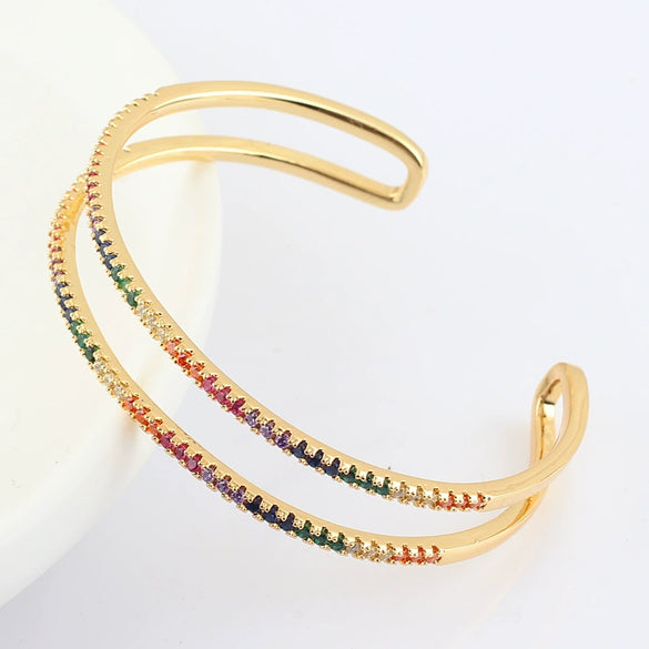 Wholesale Women's Fashion Copper Zircon Real Gold Plated Bracelets With Animal And Zodiac Patterns