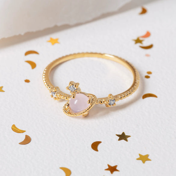 Wholesale Women's Fashion Creative Geometric Brass Planet Ring With Micro Inlaid Zircon