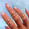 Wholesale Women's Fashion Creative Geometric Brass Planet Ring With Micro Inlaid Zircon