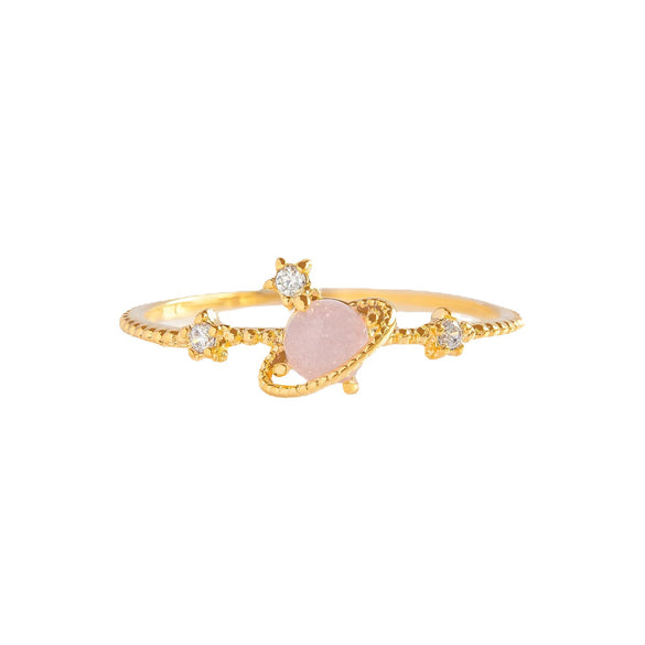 Wholesale Women's Fashion Creative Geometric Brass Planet Ring With Micro Inlaid Zircon