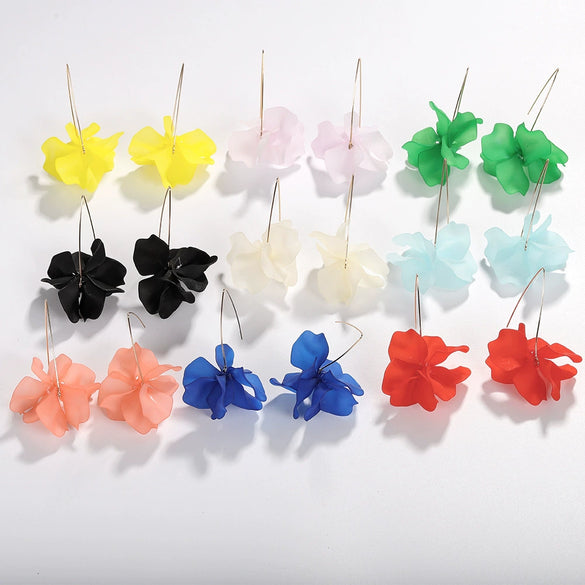 Wholesale Women's Fashion Creative Handmade Plastic And Resin Petal Heart Flower Earrings
