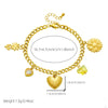 Wholesale Women's Fashion Creative Multielement Stainless Steel Goldplated Flower And Heart Shape Pendant Side Chain Bracelet