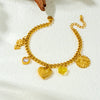 Wholesale Women's Fashion Creative Multielement Stainless Steel Goldplated Flower And Heart Shape Pendant Side Chain Bracelet