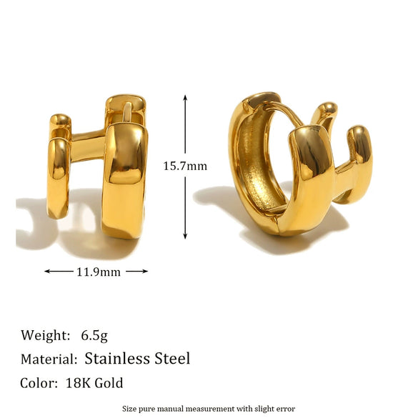 Wholesale Women's Fashion Creative Niche Design Geometric Stainless Steel Earrings With 18K Gold Plated Personality Casting Ear Buckle And Electroplating Treatment