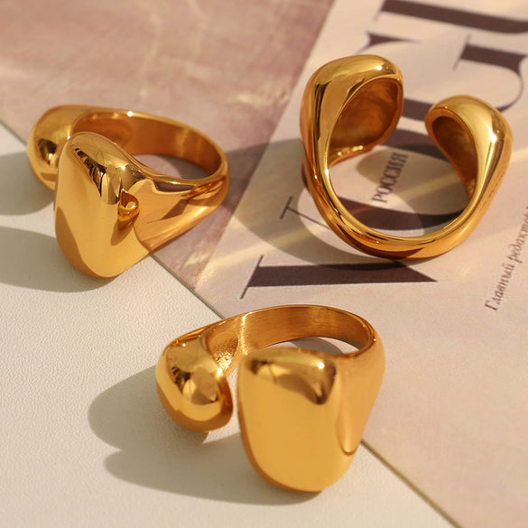 Wholesale Women's Fashion Creative Open 316L Stainless Steel Ring With Geometric Pattern And Electroplating