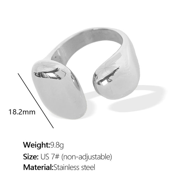 Wholesale Women's Fashion Creative Open 316L Stainless Steel Ring With Geometric Pattern And Electroplating