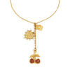 Wholesale Women's Fashion Creative Pendant Necklace With Cherry Shape Tassel Stainless Steel Electroplated 18K Gold