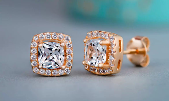 Wholesale Women's Fashion Creative Zircon Earrings Copper Geometric Set With Precious Stones