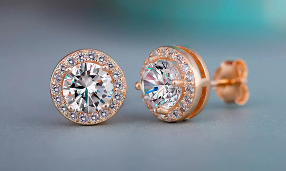 Wholesale Women's Fashion Creative Zircon Earrings Copper Geometric Set With Precious Stones