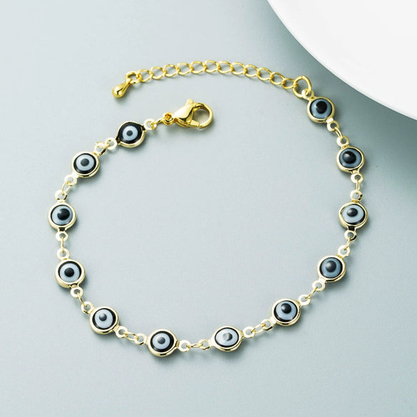 Wholesale Women's Fashion Devil's Eye Copper Bracelet With Micro Inlay And Geometric Design