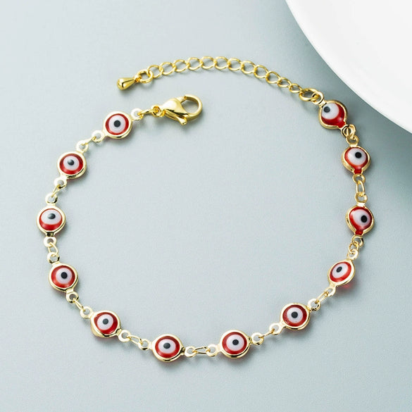 Wholesale Women's Fashion Devil's Eye Copper Bracelet With Micro Inlay And Geometric Design