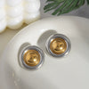 Wholesale Women's Fashion Disc Earrings Stainless Steel Geometric Design Pvd Furnace Vacuum Real Gold Plated