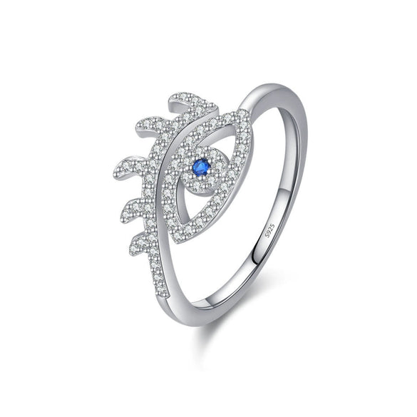 Wholesale Women's Fashion Distinctive Funny Eyelash Open Ring S925 Sterling Silver With Microinlay