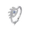 Wholesale Women's Fashion Distinctive Funny Eyelash Open Ring S925 Sterling Silver With Microinlay