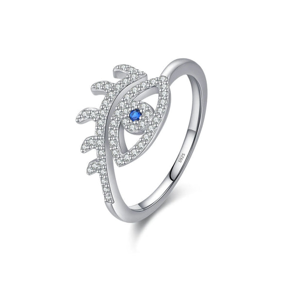 Wholesale Women's Fashion Distinctive Funny Eyelash Open Ring S925 Sterling Silver With Microinlay
