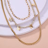 Wholesale Women's Fashion Double Stack Wearing Necklace With Geometric Pattern Made Of Alloy And Electroplated